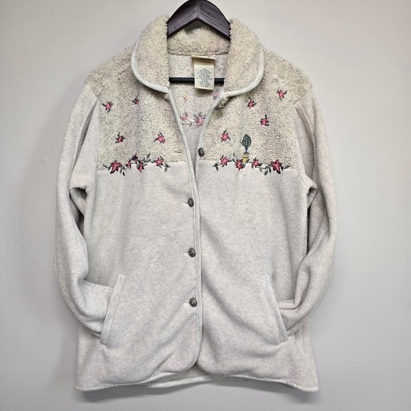 Northern Reflections Jackets & Blazers - Northern Reflections Fleece Jacket Womens Small Cream‎ Floral Sherpa Cottagecore
